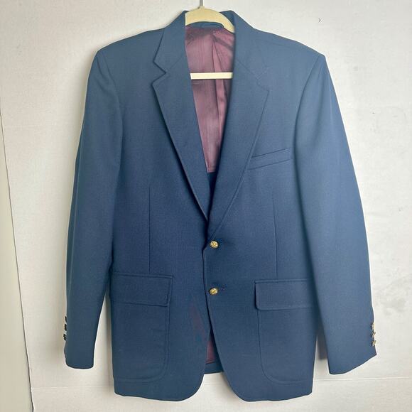 VTG Top Drawer Memphis Blue Blazer 42R Mens Gold Button Sport Coat USA Made READ - Picture 4 of 8